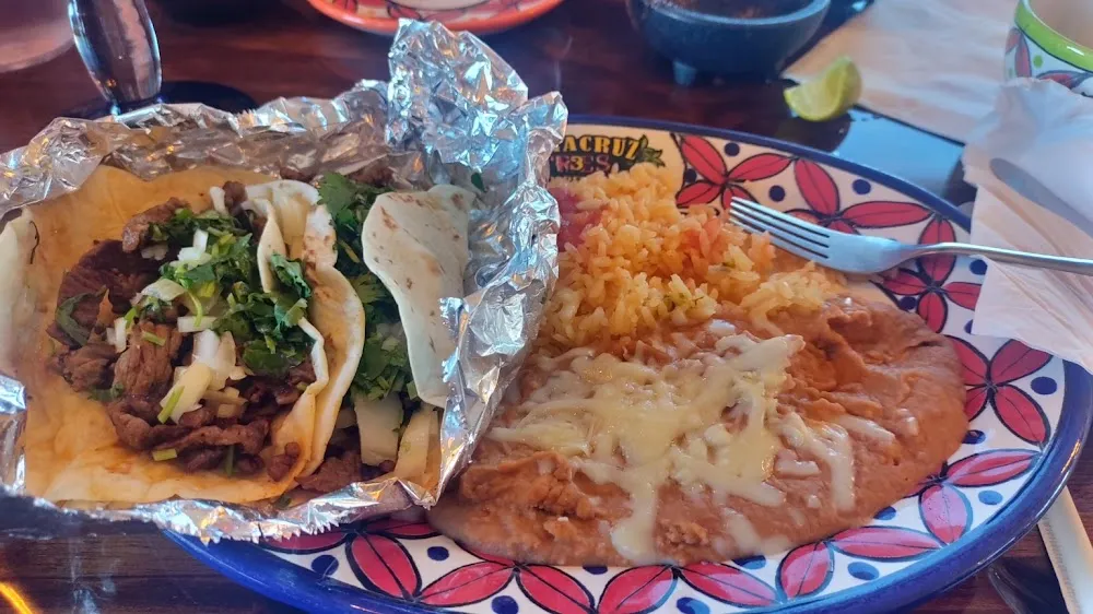 Asada Tacos with Beans and Rice